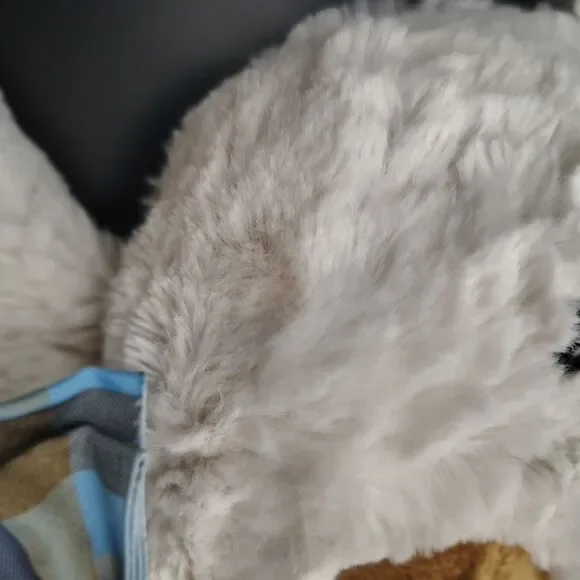 Hallmark Basil the Bear White Tan Teddy Plaid Bow Tie Plush Toy 13" - Picture 7 of 12